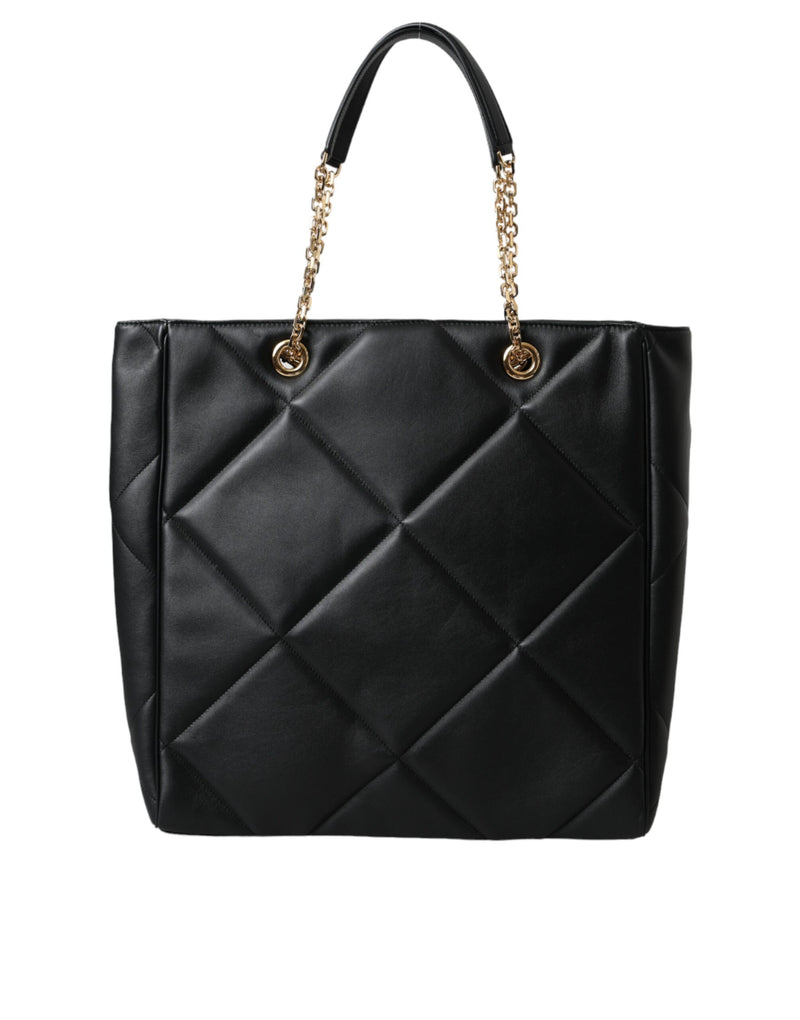 Black Leather JUNGLE Quilted Shopping Tote Bag Dolce & Gabbana