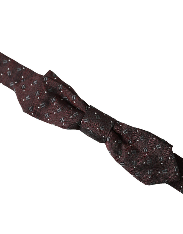 Maroon Silk Patterned Adjustable Neck Papillon Bow Tie Dolce & Gabbana