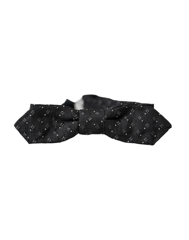 Black Silk Patterned Adjustable Neck Men Papillon Bow Tie Dolce & Gabbana