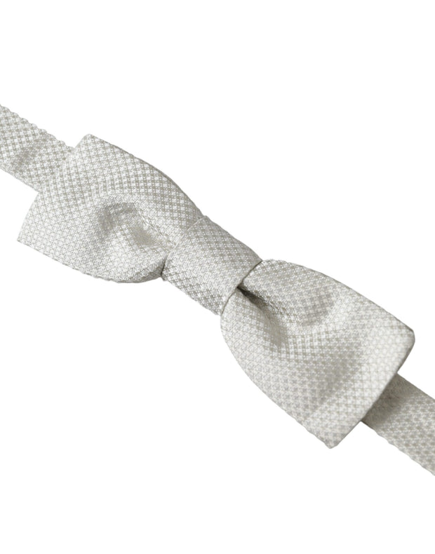 Off White Silk Adjustable Neck Men Papillon Bow Tie Dolce & Gabbana