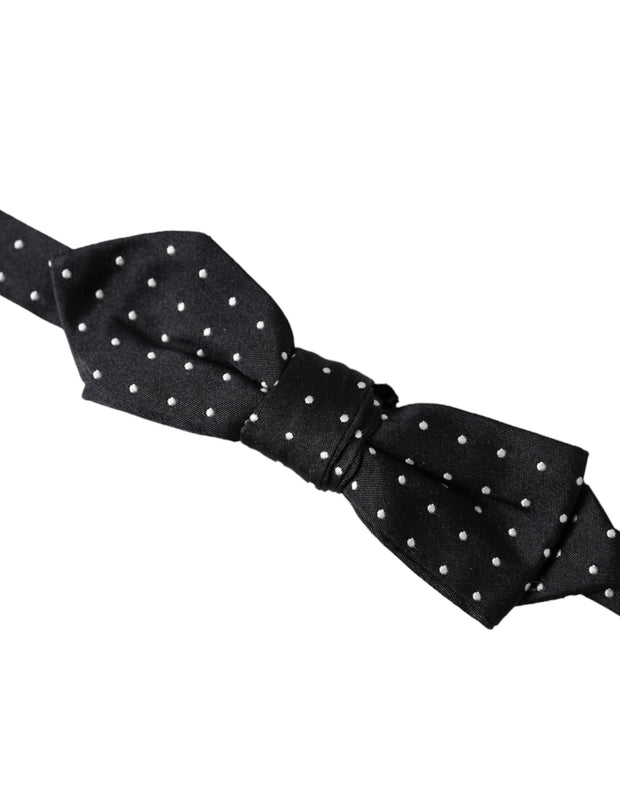 Black Silk Polka Dot Adjustable Neck Men Papillon Bow Tie Dolce & Gabbana