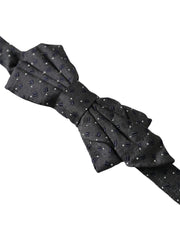 Black Silk Patterned Adjustable Neck Men Papillon Bow Tie Dolce & Gabbana