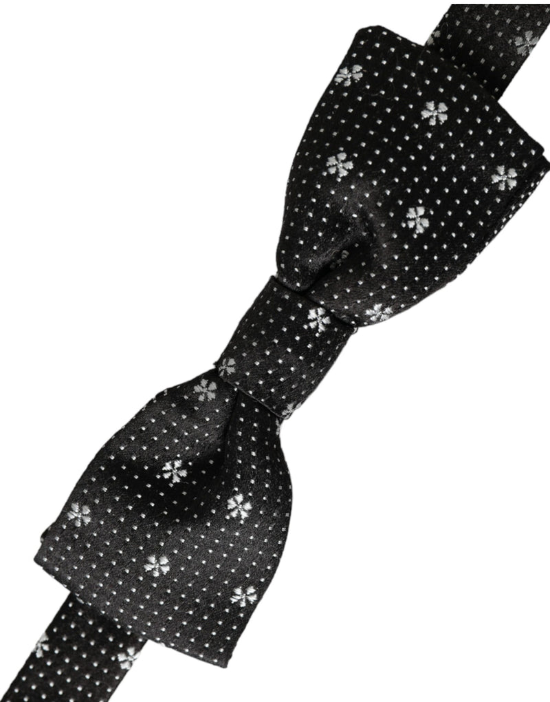 Black Silk Floral Adjustable Neck Men Papillon Bow Tie Dolce & Gabbana