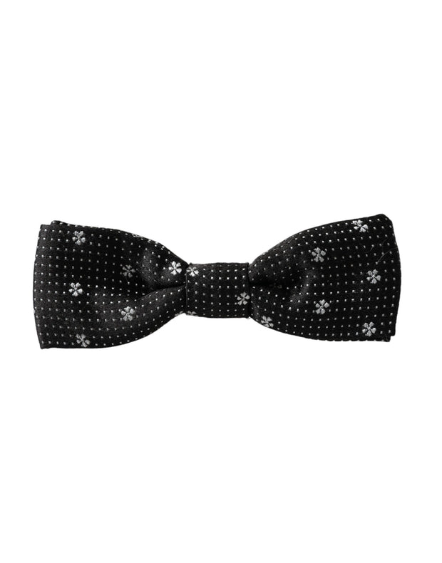 Black Silk Floral Adjustable Neck Men Papillon Bow Tie Dolce & Gabbana