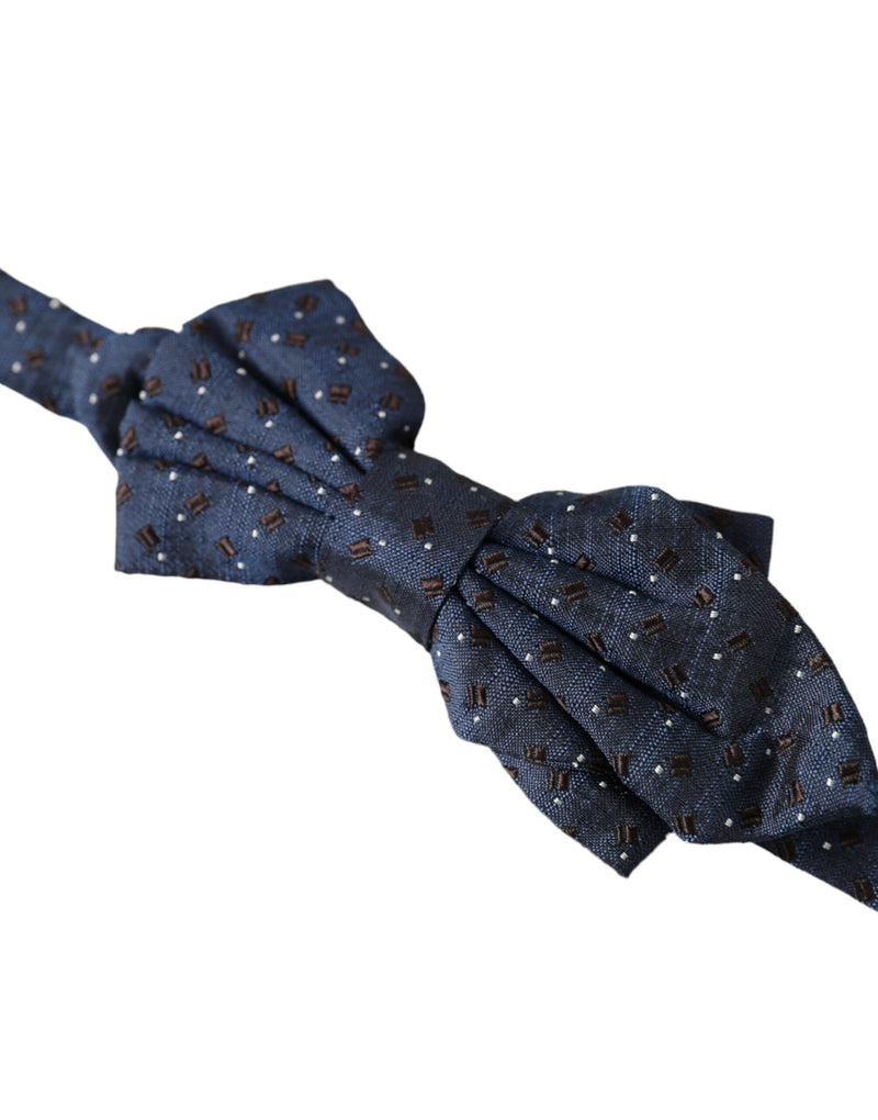 Navy Blue Silk Patterned Adjustable Men Papillon Bow Tie Dolce & Gabbana