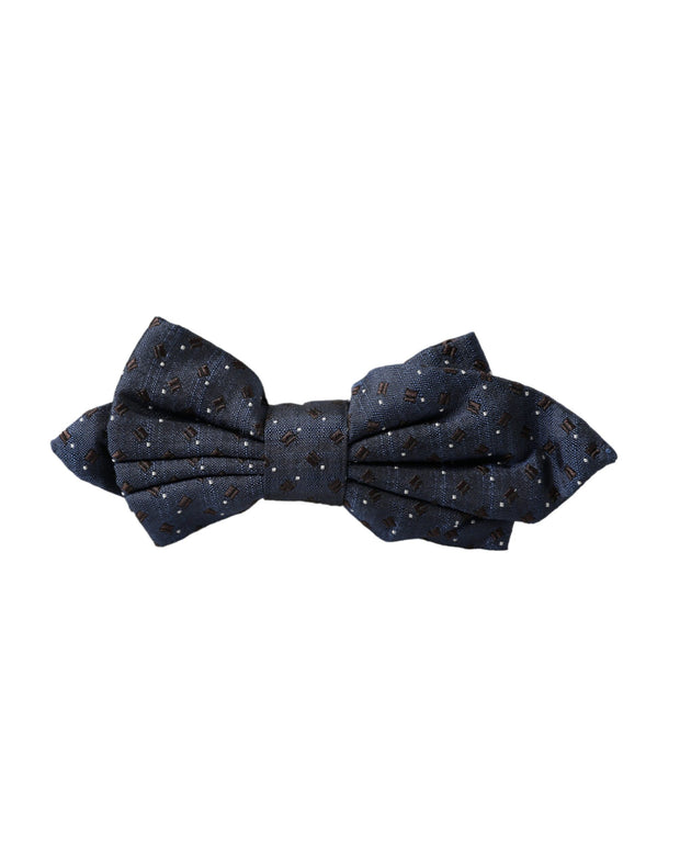 Navy Blue Silk Patterned Adjustable Men Papillon Bow Tie Dolce & Gabbana