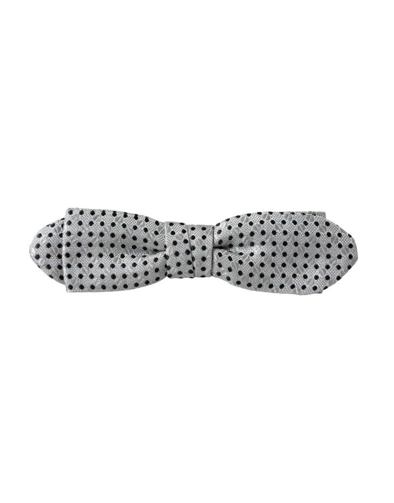 Gray Silk Polka Dot Adjustable Neck Men Papillon Bow Tie Dolce & Gabbana