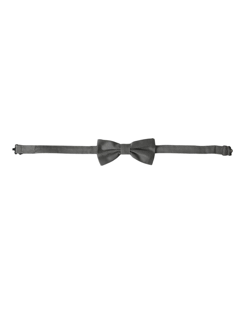 Gray Silk Patterned Adjustable Neck Men Bow Tie Dolce & Gabbana