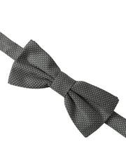 Gray Silk Patterned Adjustable Neck Men Bow Tie Dolce & Gabbana