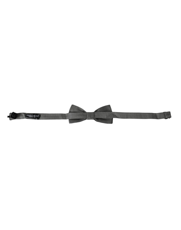 Gray Silk Patterned Adjustable Neck Men Bow Tie Dolce & Gabbana