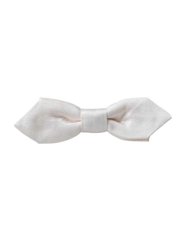 White Silk Adjustable Neck Men Papillon Bow Tie Dolce & Gabbana