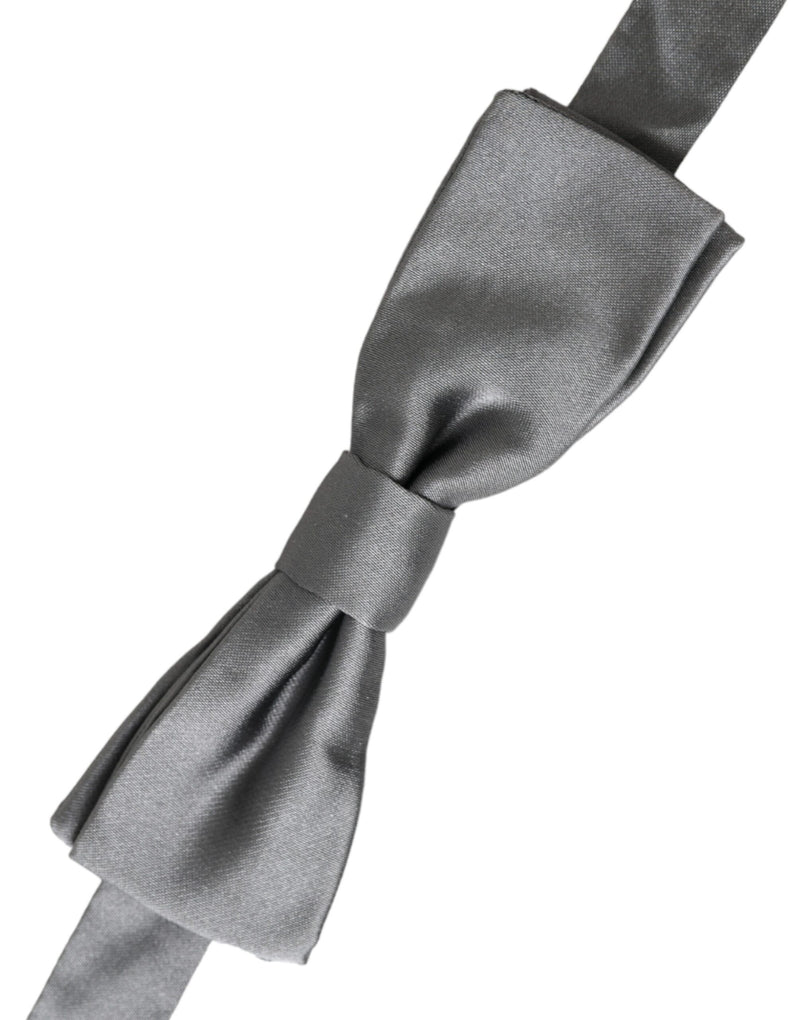 Gray Satin Silk Adjustable Neck Men Papillon Bow Tie Dolce & Gabbana