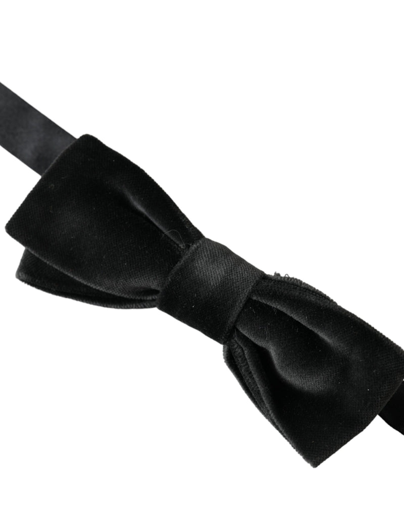 Black Velvet Cotton Adjustable Neck Men Bow Tie Dolce & Gabbana