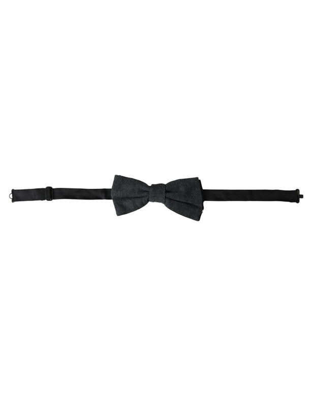 Dark Gray Silk Adjustable Neck Men Bow Tie Dolce & Gabbana