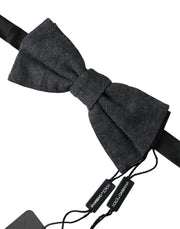 Dark Gray Silk Adjustable Neck Men Bow Tie Dolce & Gabbana