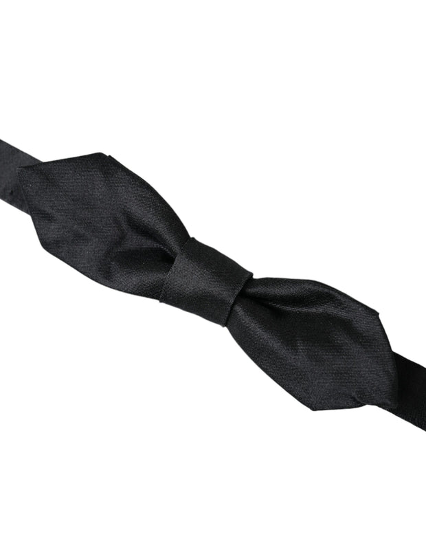 Black Satin Silk Adjustable Neck Men Bow Tie Dolce & Gabbana