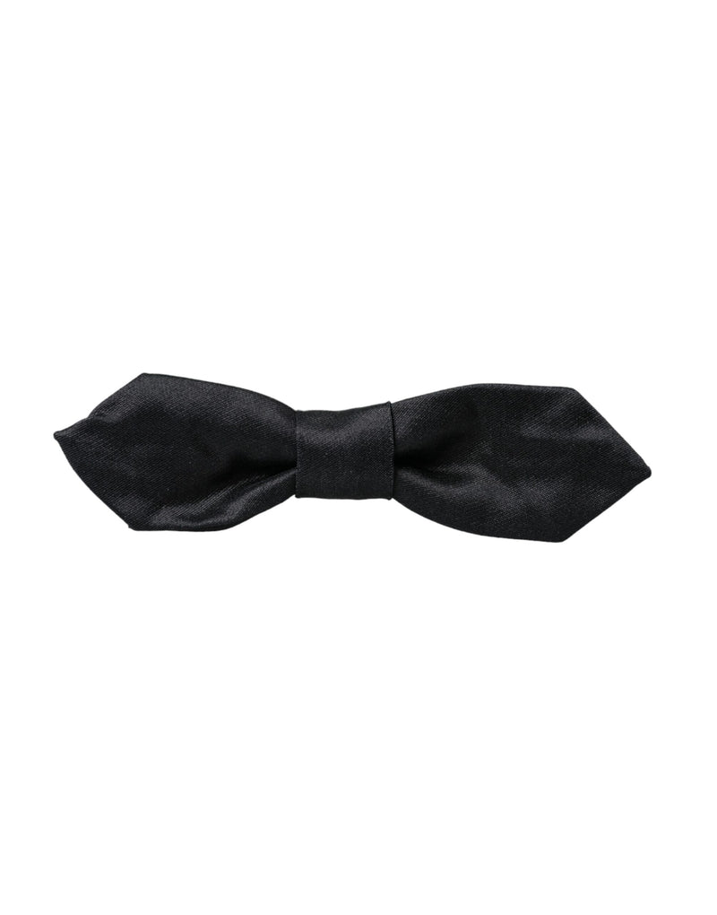 Black Satin Silk Adjustable Neck Men Bow Tie Dolce & Gabbana