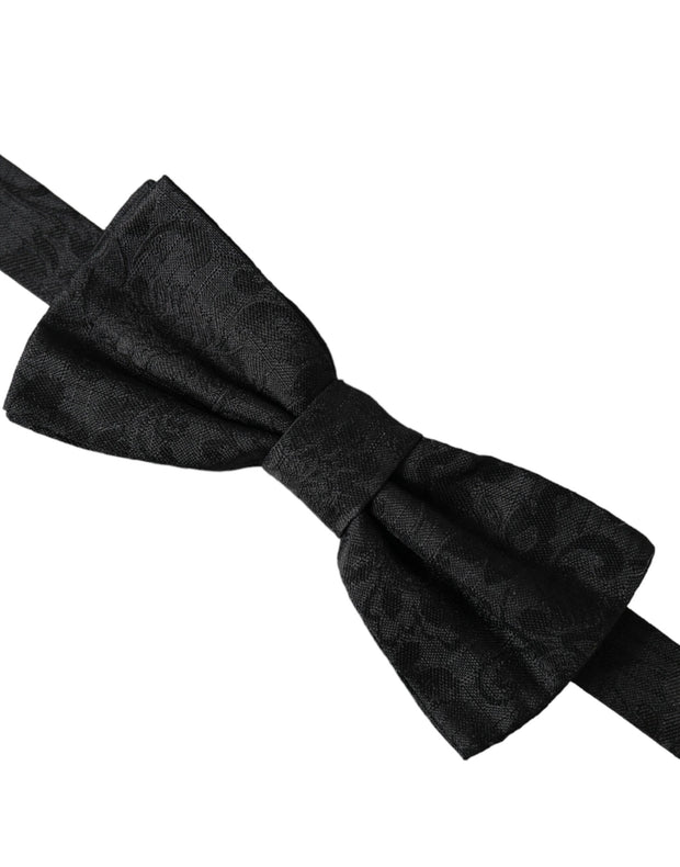 Black Silk Floral Adjustable Neck Men Bow Tie Dolce & Gabbana