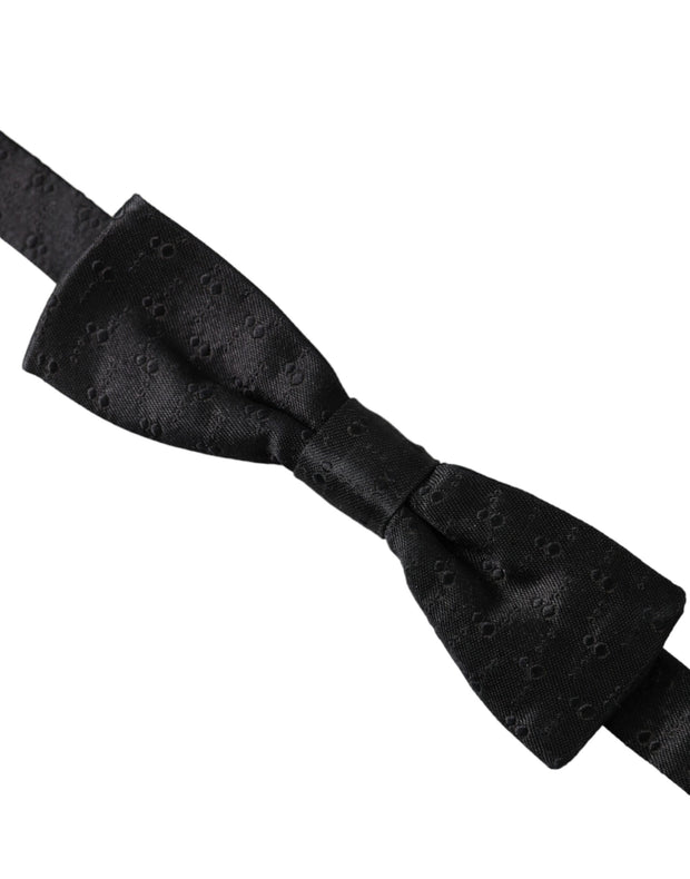 Black Silk Patterned Adjustable Neck Men Bow Tie Dolce & Gabbana