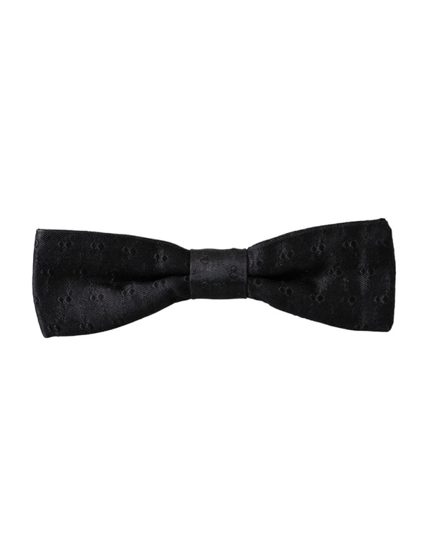 Black Silk Patterned Adjustable Neck Men Bow Tie Dolce & Gabbana