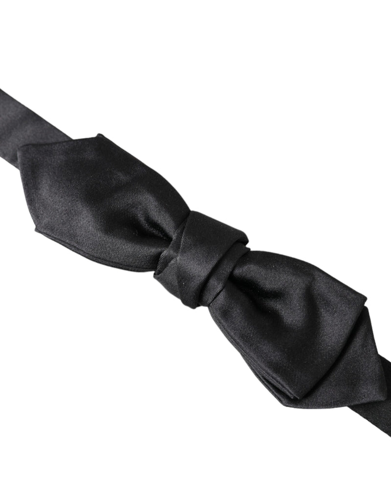 Black Satin Silk Adjustable Neck Men Bow Tie Dolce & Gabbana