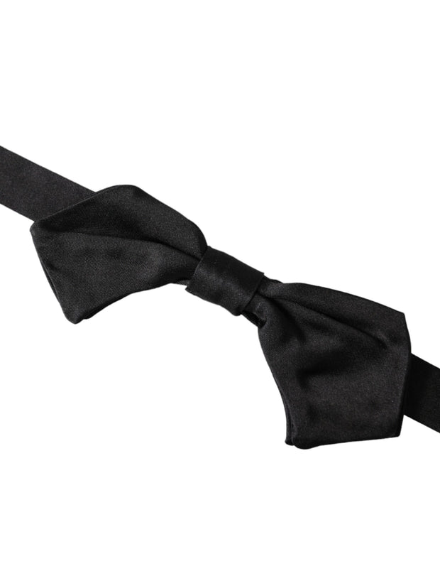 Black Satin Silk Adjustable Neck Men Bow Tie Dolce & Gabbana