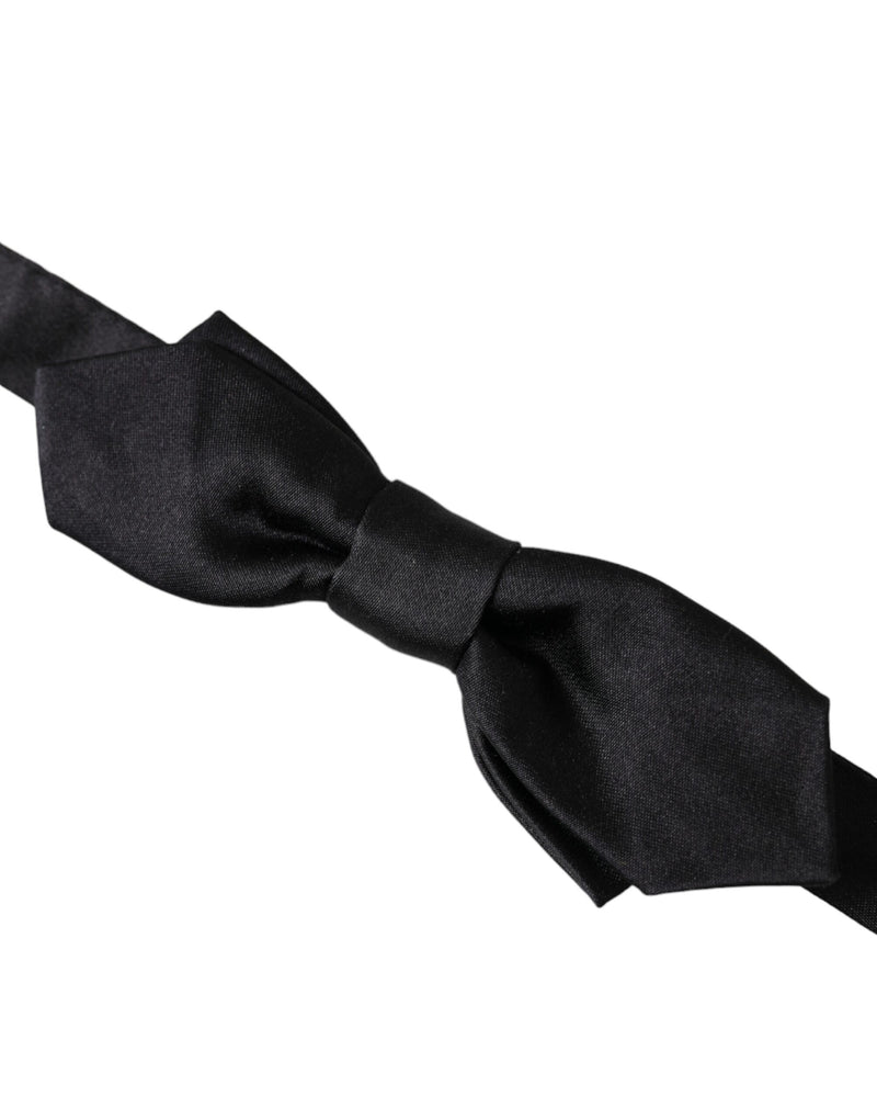 Black Satin Silk Adjustable Neck Men Bow Tie Dolce & Gabbana