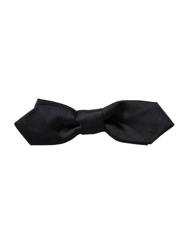 Black Satin Silk Adjustable Neck Men Bow Tie Dolce & Gabbana