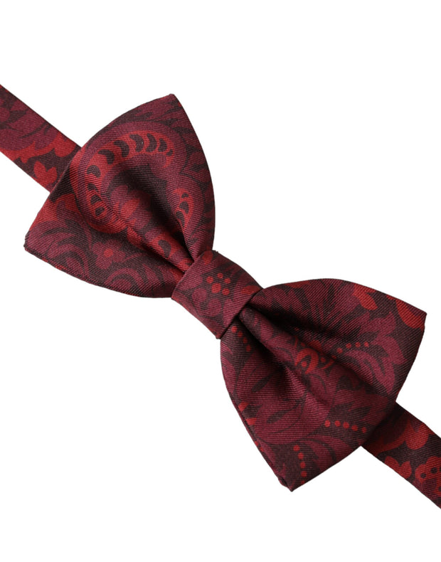 Red Silk Floral Adjustable Neck Men Bow Tie Dolce & Gabbana