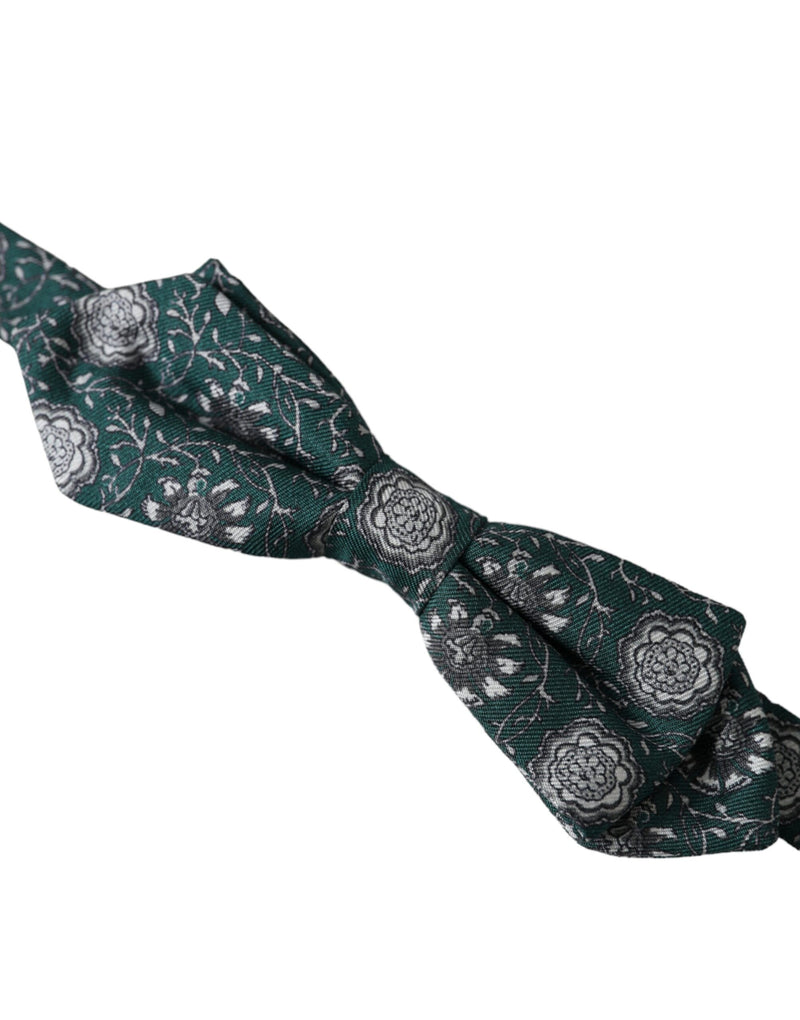 Green Silk Floral Adjustable Neck Men Bow Tie Dolce & Gabbana