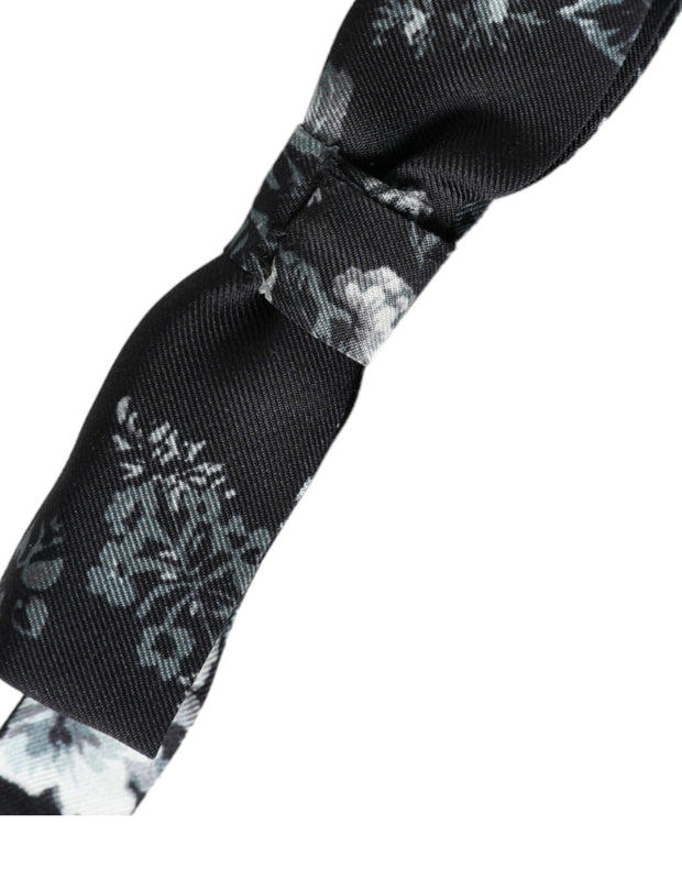 Black Floral Silk Adjustable Neck Men Bow Tie Dolce & Gabbana