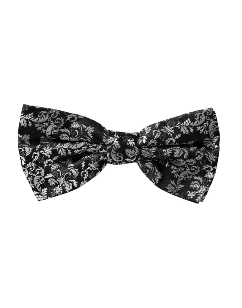 Black Floral Silk Adjustable Neck Men Bow Tie Dolce & Gabbana