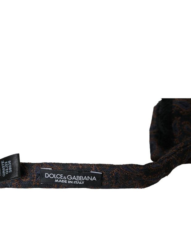 Brown Fantasy Silk Wool Adjustable Neck Men Bow Tie Dolce & Gabbana