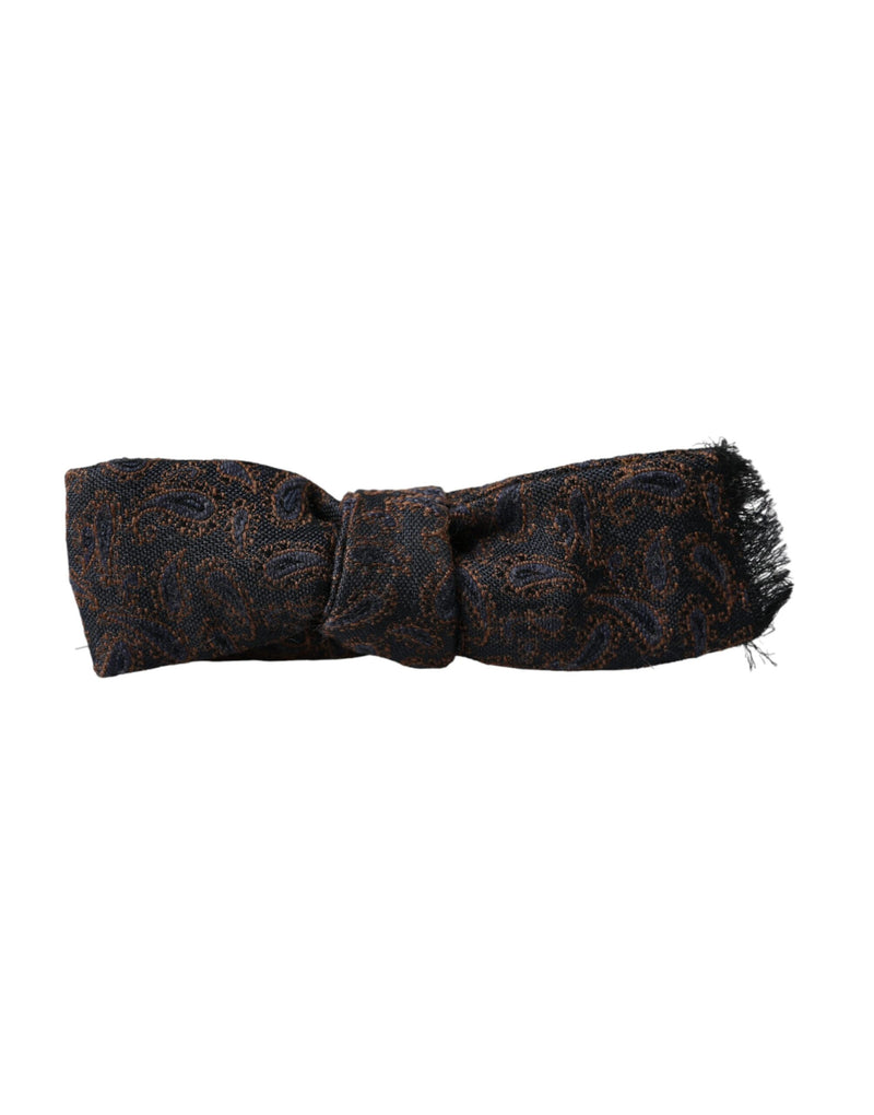 Brown Fantasy Silk Wool Adjustable Neck Men Bow Tie Dolce & Gabbana