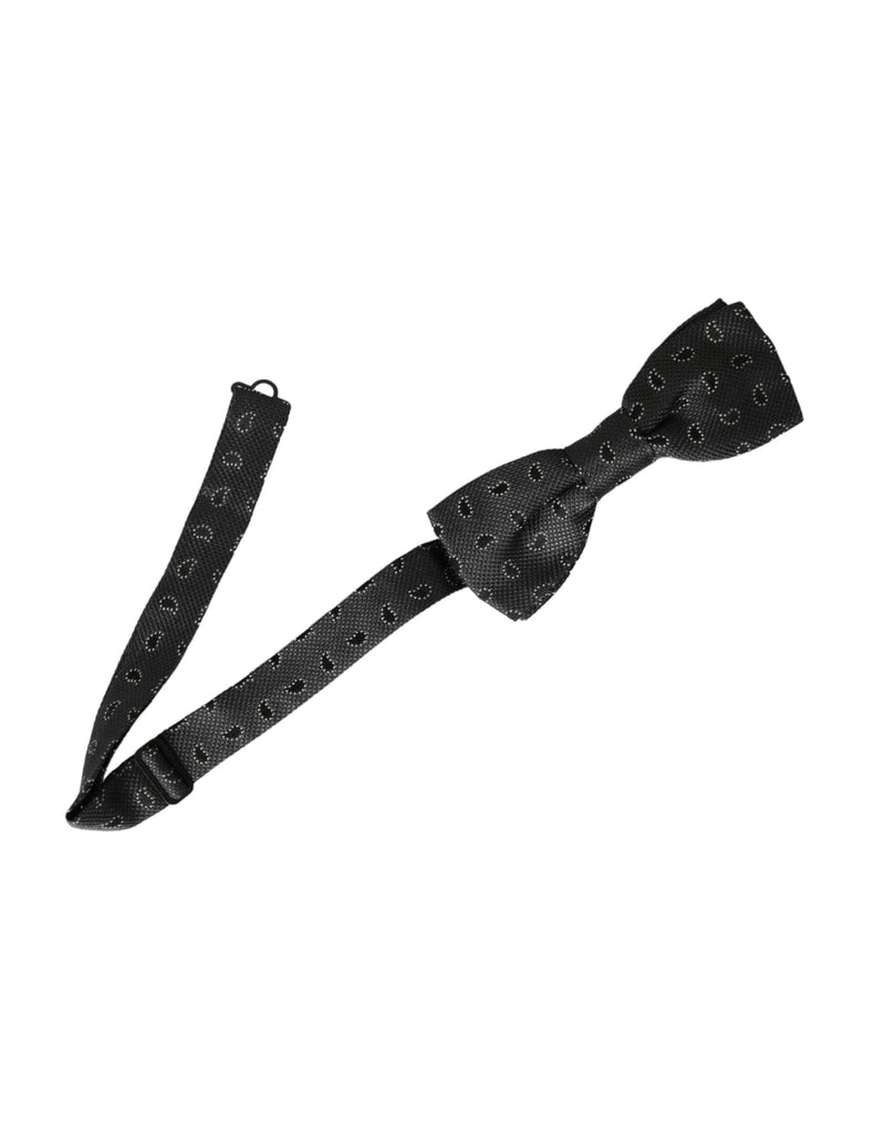 Black Silk Patterned Adjustable Neck Men Bow Tie Dolce & Gabbana