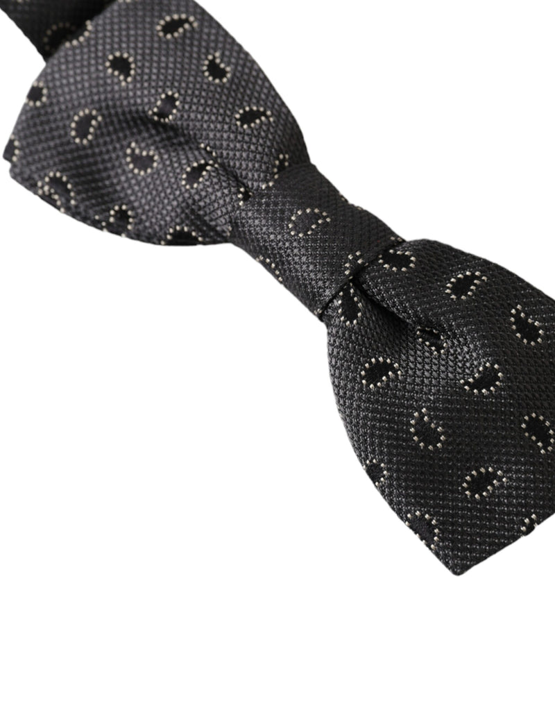 Black Silk Patterned Adjustable Neck Men Bow Tie Dolce & Gabbana