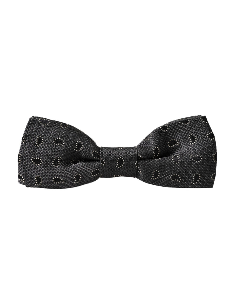 Black Silk Patterned Adjustable Neck Men Bow Tie Dolce & Gabbana