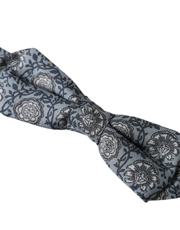 Gray Silk Patterned Adjustable Neck Men Bow Tie Dolce & Gabbana