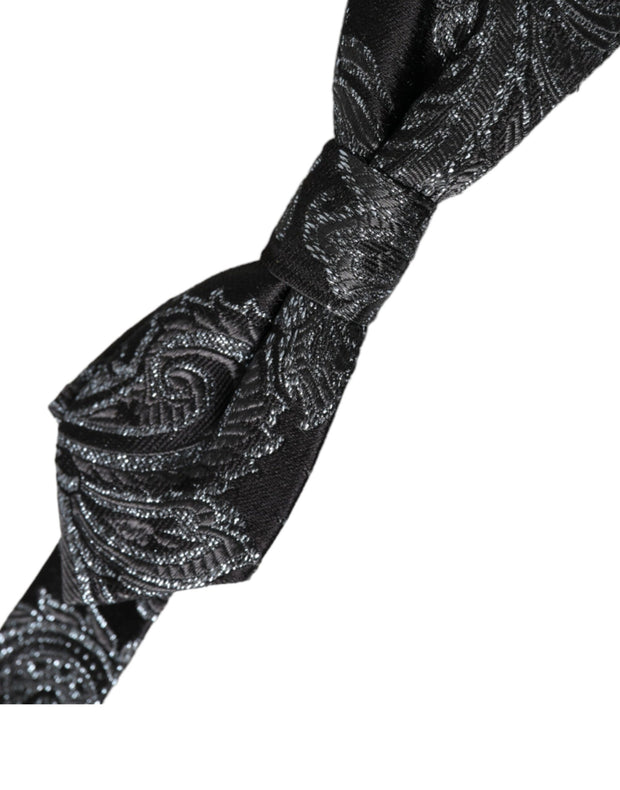 Black Silk Jacquard Adjustable Neck Men Bow Tie Dolce & Gabbana