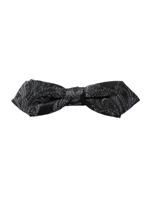 Black Silk Jacquard Adjustable Neck Men Bow Tie Dolce & Gabbana