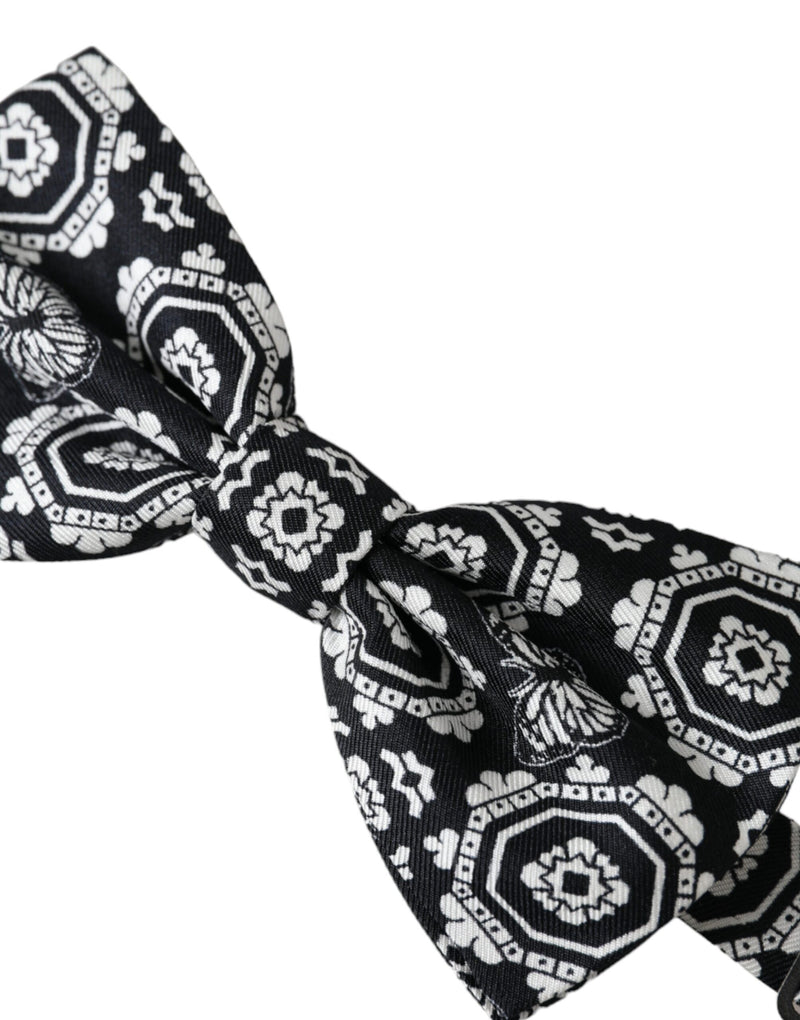 Black White Printed Adjustable Neck Men Bow Tie Dolce & Gabbana