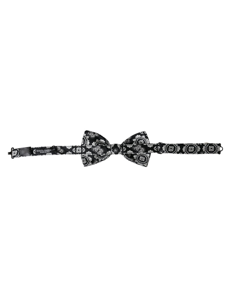 Black White Printed Adjustable Neck Men Bow Tie Dolce & Gabbana