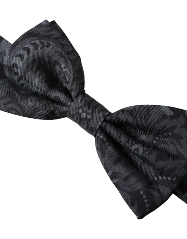 Dark Gray Silk Patterned Adjustable Men Bow Tie Dolce & Gabbana