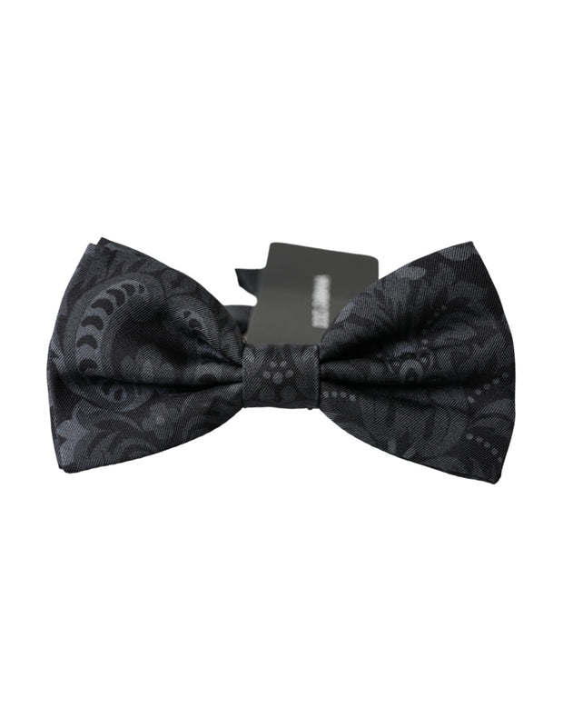 Dark Gray Silk Patterned Adjustable Men Bow Tie Dolce & Gabbana