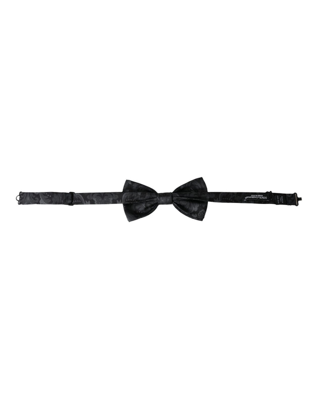 Dark Gray Silk Patterned Adjustable Men Bow Tie Dolce & Gabbana