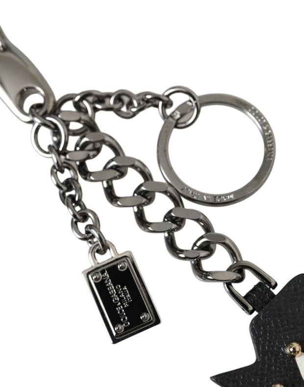 Black Prince Studs Logo Silver Brass Keychain Keyring Dolce & Gabbana