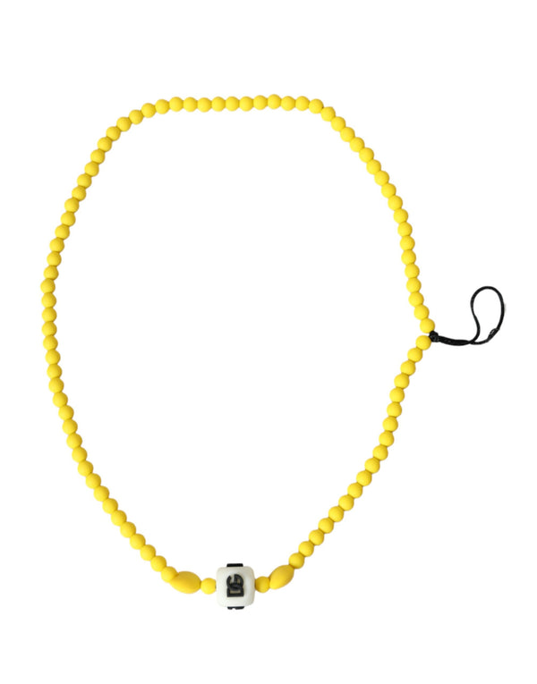 Yellow Beaded Chain DG Logo Charm Necklace Dolce & Gabbana