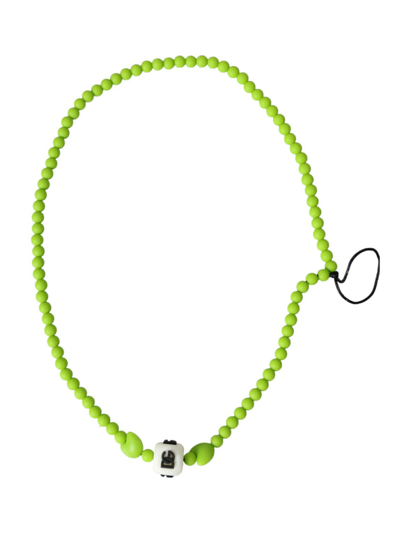 Green Beaded Chain DG Logo Charm Necklace Dolce & Gabbana