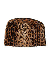 Brown Leopard Fur Women Bucket Hat Dolce & Gabbana