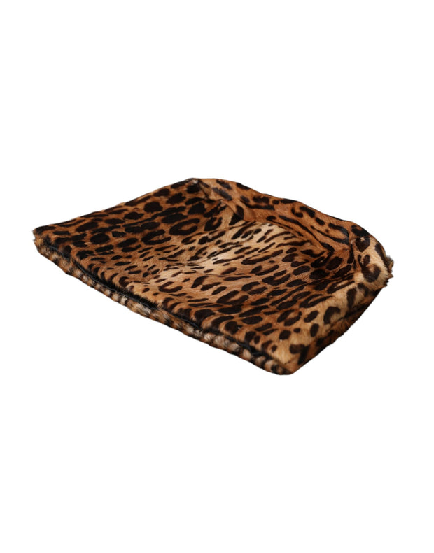 Brown Leopard Fur Women Bucket Hat Dolce & Gabbana